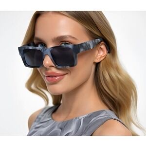 WOMENS OVERSIZED‎ THICK BOLD CLASSIC SQUARE SUNGLASSES RETRO DESIGNER FASHION
